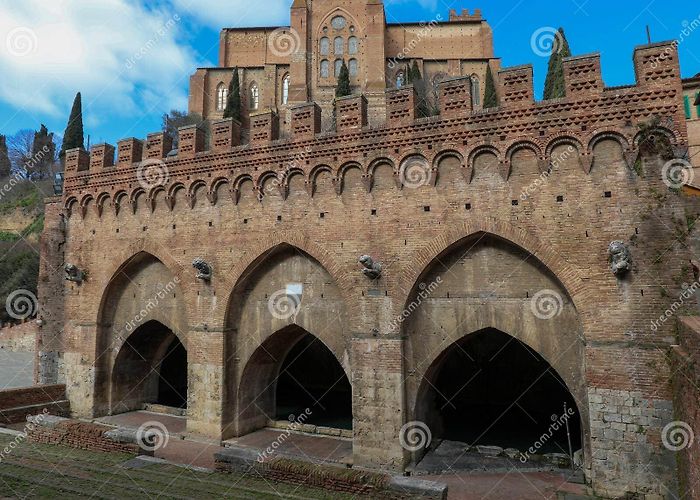 Fontebranda Fountain with Spring Water Called FONTEBRANDA in Siena in Central ... photo