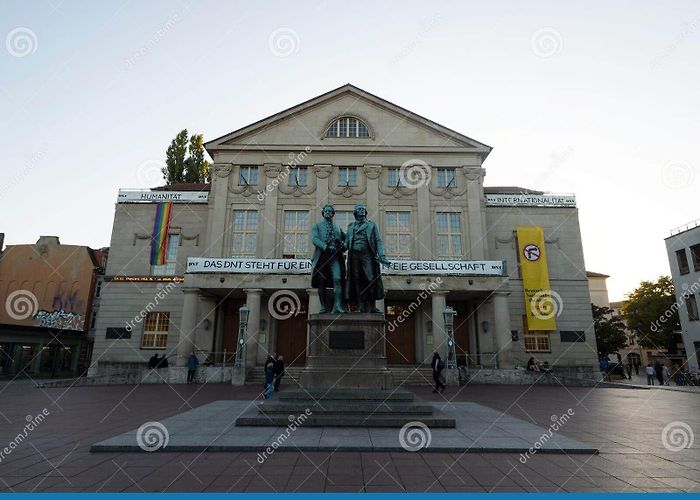German National Theatre Weimar Sculpture Statue of Johann Wolfgang Goethe and Friedrich Schiller ... photo
