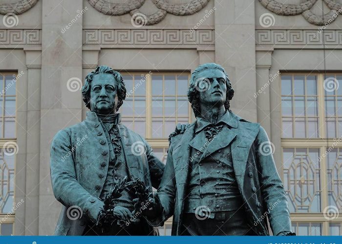 German National Theatre Weimar Sculpture Statue of Johann Wolfgang Goethe and Friedrich Schiller ... photo