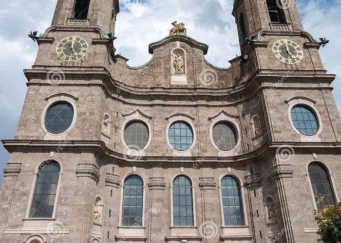 Cathedral St. James Facade of Innsbruck Cathedral or the Cathedral of St. James Stock ... photo