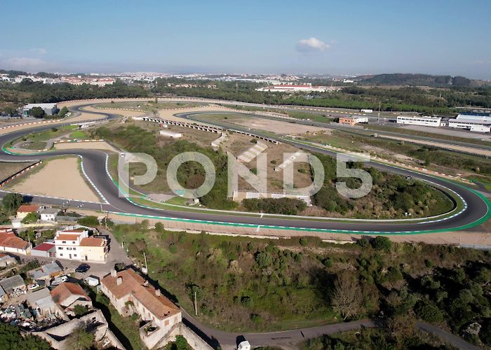 Autodromo Fernanda Pires da Silva Aerial view of Autodromo do Estoril, Por... | Stock Video | Pond5 photo