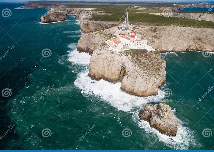 Cape of Saint Vincent Lighthouse Aerial View of Sagres Lighthouse at Saint Vincent Cape, Algarve ... photo