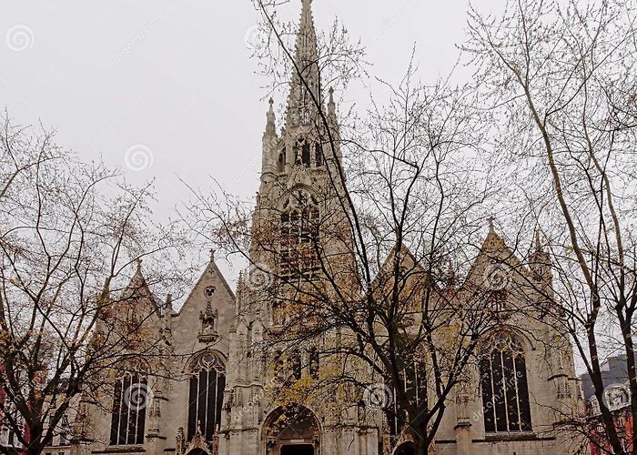 Saint-Maurice de Lille Church Front Facade Wiht Tower Saint-Maurice Church in Lille, France ... photo