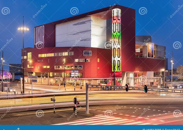 New Luxor Theatre Rotterdam Illuminated New Luxor Theatre at Wilhelmina Square, Rotterdam ... photo