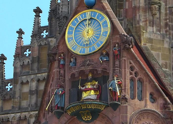 The Clock Museum Nuremberg old town Frauenkirche Church o... | Stock Video | Pond5 photo